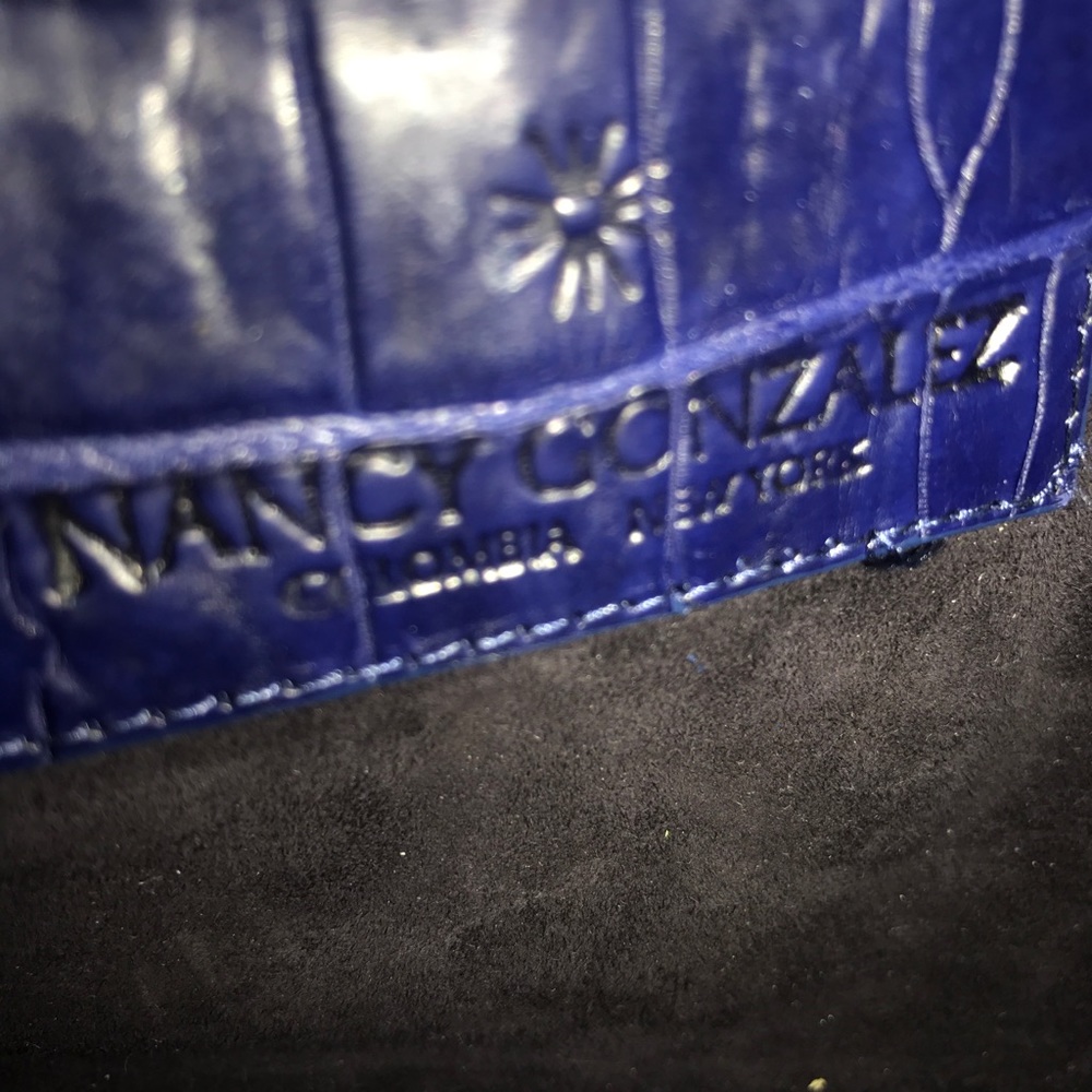 Nancy Gonzalez Christina Small Croc Handbag Blue - Picture 11 of 14